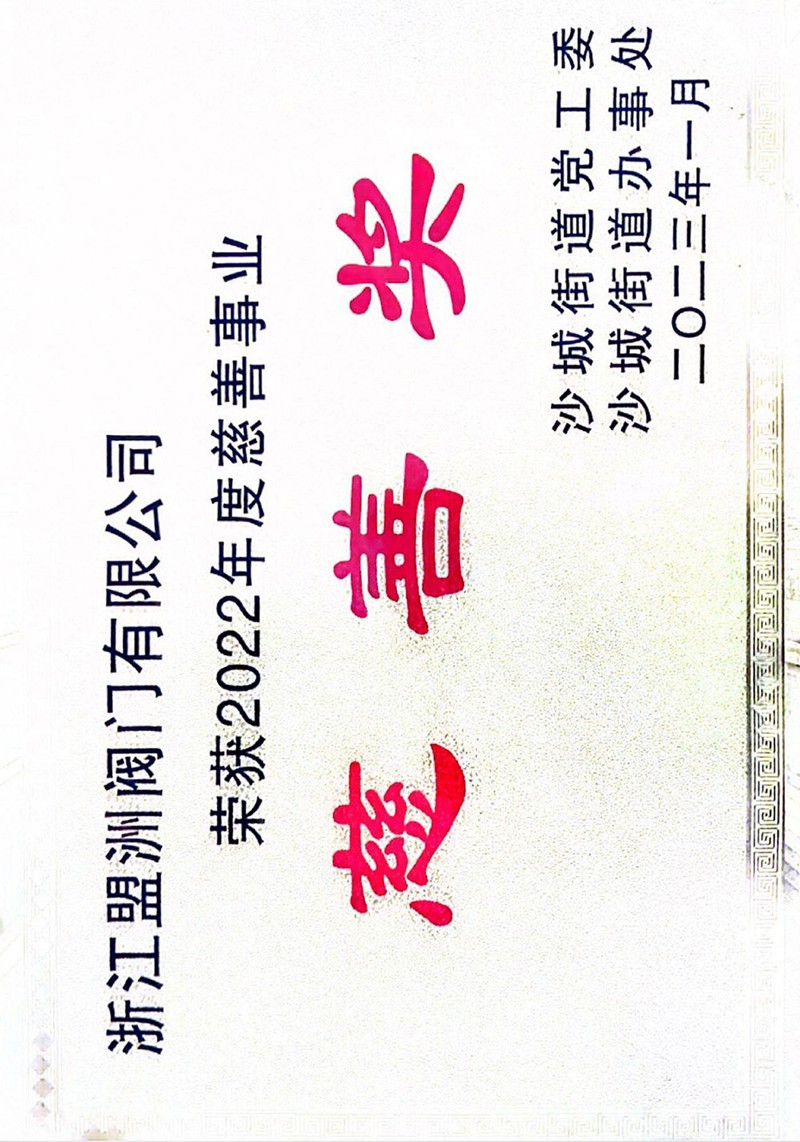 Charity Award Certificate