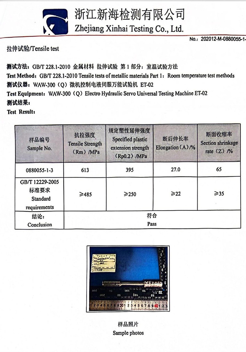 Type test and inspection report