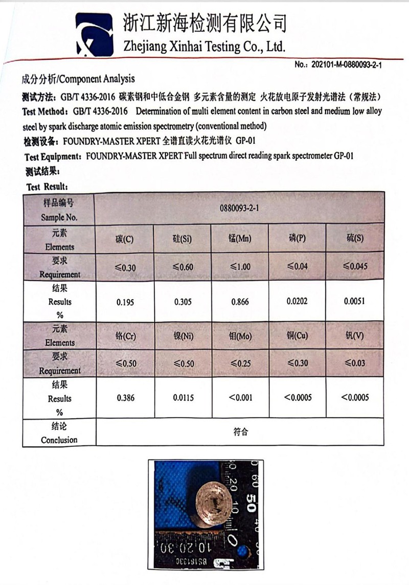 Type test and inspection report