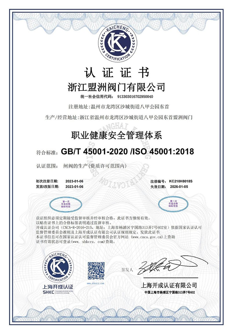 Occupational Health and Safety Management System Certification